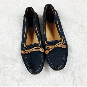CLARKS Artisan Suede Navy Leather Driving Moccasin